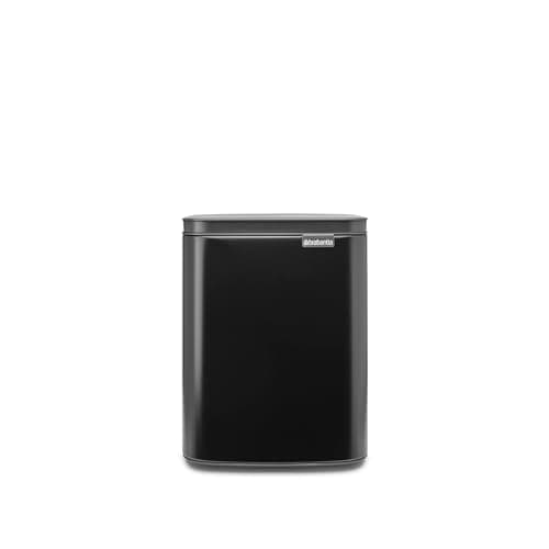Image of Brabantia - Bo Waste Bin 7L - Small & Stylish Rubbish Bin - Easy Open and Soft Closing Lid - Hygienic & Space Efficient - Wall Mountable - for Bathroom, Toilet, Home Office - Matt Black