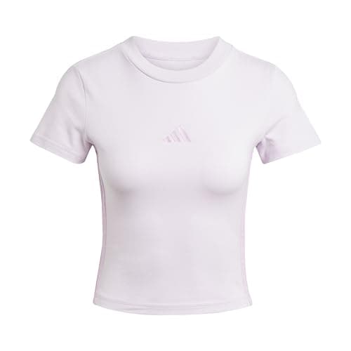Image of adidas Women's Essentials 3 Stripes Slim Baby T-Shirt, ice Lavender/Bliss Lilac, M