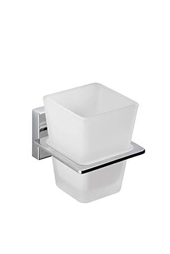 Image of Croydex Flexi-Fix Easy to Fit Cheadle Chrome Plated Square Design Tumbler and Holder