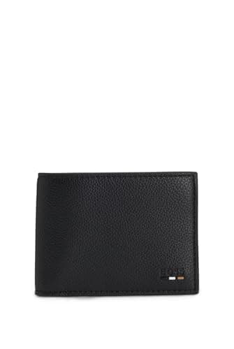 Image of BOSS Mens Ray 6cc N. Grained Folding Wallet with Signature-Stripe Trim