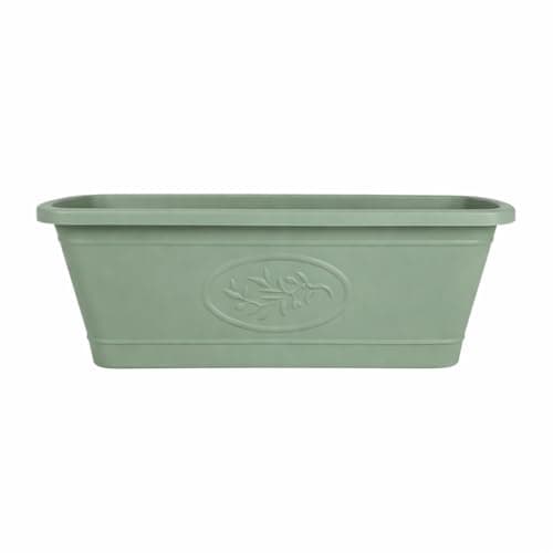 Image of Muddy Hands Garden Planter Trough – Large Rectangular Plastic Flower Planter Box for Patio, Balcony & Window Sill – Indoor Outdoor Garden Plant Pot for Flowers, Herbs & Plants – Sage Green (1)