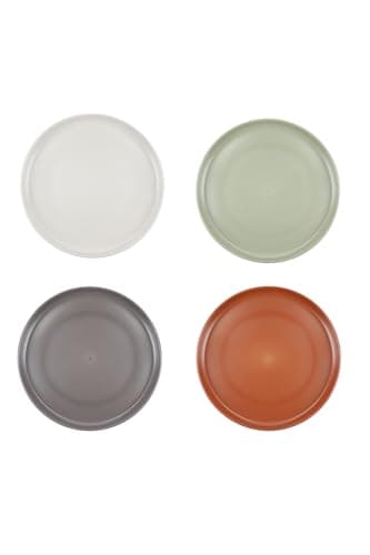 Image of MIKASA Summer Recycled Plastic Side Plates, Set of 4 Lightweight and Hard-Wearing Reusable Plates for Accompaniments and Side Dishes, 20cm (7.8''), Mixed Colours