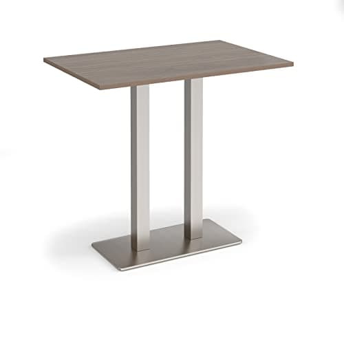 Image of Mr Office Eros rectangular poseur table with flat brushed steel rectangular base and twin uprights, 1200, Barcelona Walnut