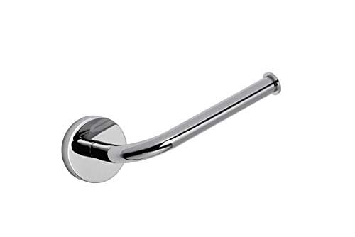 Image of Croydex Britannia Chrome Toilet Roll Holder - Brass & Stainless Steel Bathroom Storage Solution with Flexi-Fix Accessories, Easy to Fit, Screw or Glue Installation, All Fixings Included