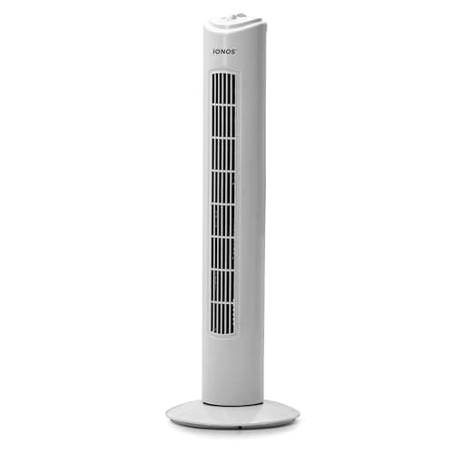 Image of Status IONOS 32-Inch Tower Fan with 3 Speed Settings, Oscillating Slim Cooling Fan for Living Room, Bedroom & Office, White (ION32TOWERFN1PB)