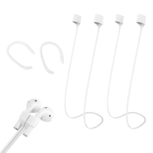 Image of Leeneen 2PackWireless Headphones Anti-Lost Rope,Soft Silicone Anti-Lost Airpod Neck Strap Lanyard for Airpods pro12345,for Running,Fitness,Dancing (white)