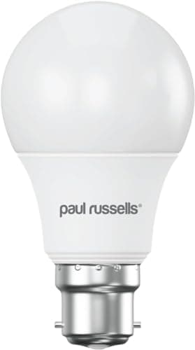 Image of paul russells LED GLS Light Bayonet Cap BC, 60w Equivalent, 8watt 806LM LED Bulbs, 6500K Daylight Lamp, Classic Frosted A60 Standard B22 Energy Saving Non-Dimmable Large Globe Lightbulbs, Pack of 1
