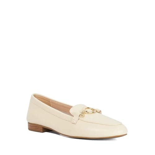Image of Dune London Ladies GLADIA Leather Almond Toe Loafers Size UK 8 Ecru