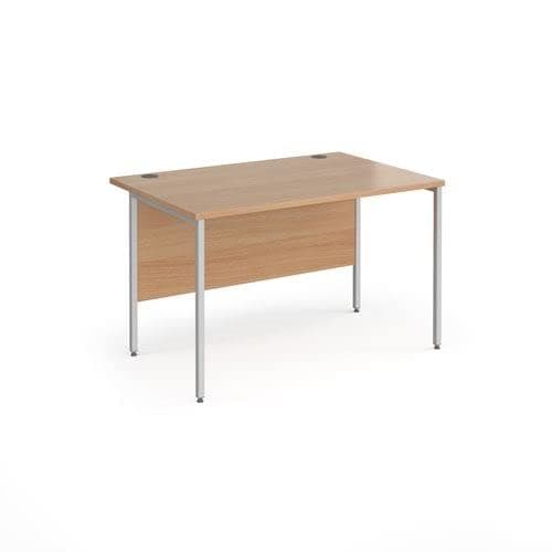Image of Office Monster Yukon straight desk with silver H-Frame leg 1200mm x 800mm - beech top