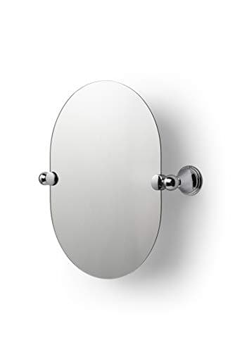 Image of Croydex Westminster Oval Bathroom Mirror with Tilting Hinges - Small Mirror with Safety Backed Glass, Adjustable Tilt Brackets and Concealed Fixings (40 x 30cm)