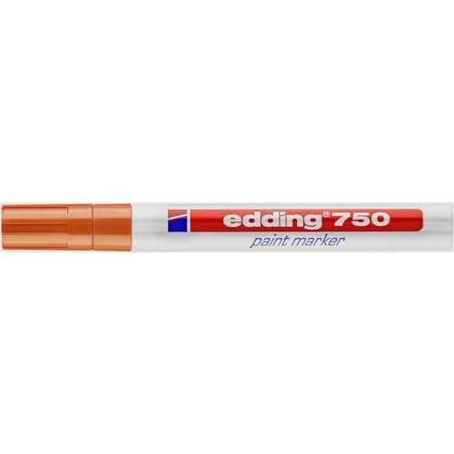 Image of edding 750 Lackmarker - orange - 1 Stift - Rundspitze 2-4 mm - Lackstift zur Markierung und Beschriftung von Metall, Glas, Stein oder Kunststoff - hitzebeständig, permanent, wisch- und wasserfest