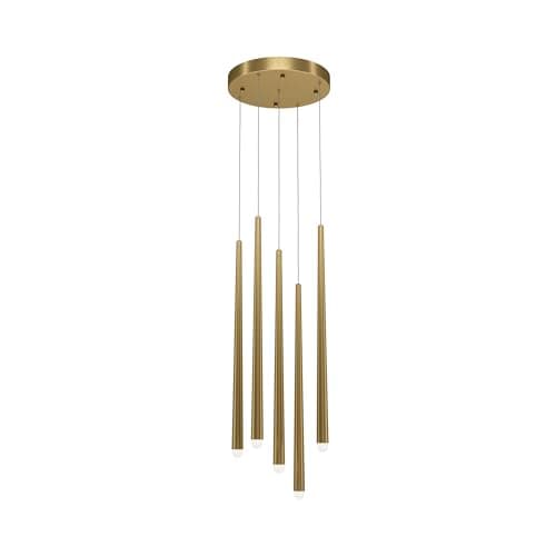 Image of Luminosa Luminosa Cascade Modern 5 Light Cluster Pendant Ceiling Light Brass Integrated LED 4000K