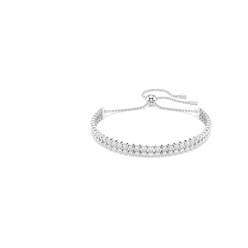 Image of Swarovski Matrix Tennis Bracelet, Clear Round-Cut Crystals in a Rhodium-Finished Setting, Part of the Matrix Collection