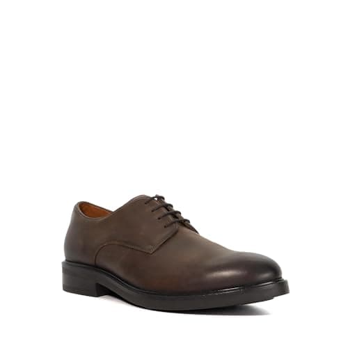 Image of Dune London Mens Barney* Lace-Up Gibson Size UK 11 Suede Derby Shoes Brown