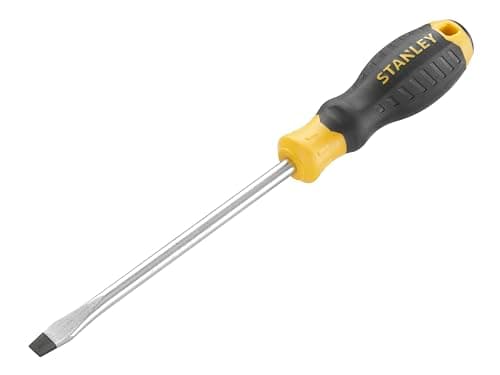 Image of Stanley Cushion Grip™ Screwdriver Flared Tip 8 x 150mm, Made from high-Strength, Chrome Vanadium Steel with Strong Magnetic Black Oxide tip
