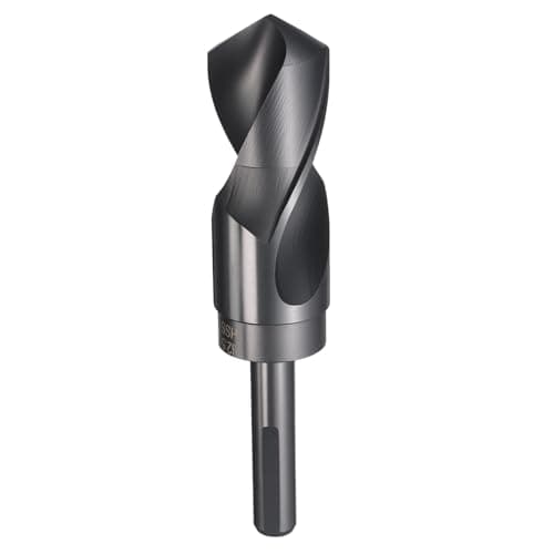 Image of sourcing map 32.5mm Drill Bit 1/2" Reduced Shank 3-Flat 4241 High Speed Steel Nitriding Black 118° Standard Point for Plastic Wood Copper Aluminum Iron Medium Soft Metal