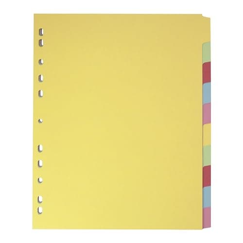 Image of Elba A4+ Yellow 10 Part File Divider, 1 Pack for Office School & Home Organisation, Durable Filing Dividers Suitable for Punched Pockets