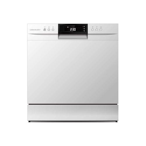 Image of Cookology CTTD8WH Mini Counter Top Dishwasher in White - Compact & Portable - Tabletop Small Appliance - 8 Settings - 8 Wash Cycles - ECO Friendly Mode