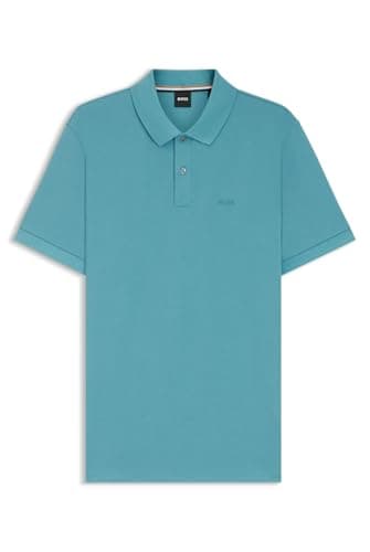 Image of BOSS Mens HBB Pallas Polo Iconic Logo Embroidered Shirt Light/Pastel Blue XL