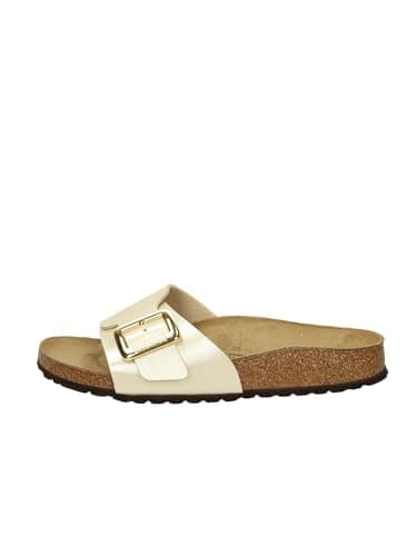 Image of BIRKENSTOCK women's slippers 1029393 CATALINA CUSCHION BUCKLE size 38 Pearl White