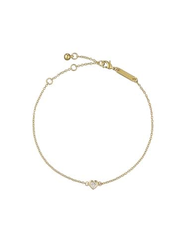 Image of Ted Baker Halle Mini Crystal Heart Adjustable Bracelet for Women (Gold/Crystal)