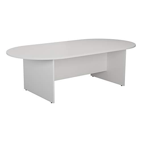 Image of Office Hippo - Large Boardroom Table 180x100x73cm Modern White Radial D-End Table For Commercial Office Meeting Room. Sturdy Build, FSC Certified With Heat And Stain Resistant Table Top