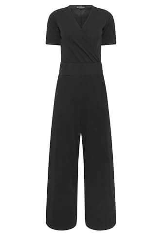 Image of PixieGirl Petite Black Short Sleeve Wide Leg Jumpsuit Petite