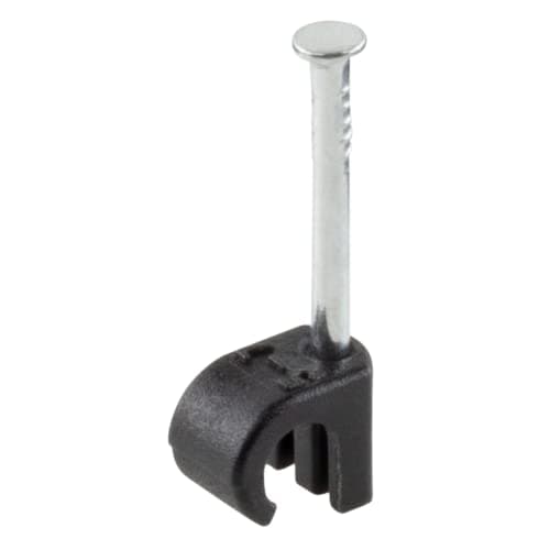 Image of GTSE Round Black Cable Clips, For Cables 5-7 mm, Box of 100, Skirting Wire Nail Clips, Cable Tacks for Ethernet, Electrical Cables, Wires