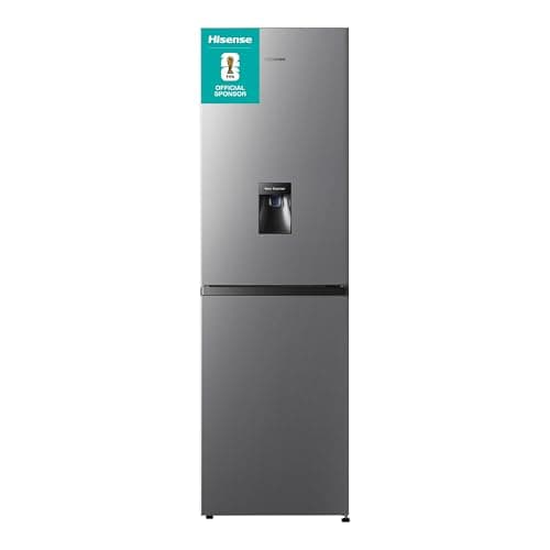 Image of Hisense RB327N4WCE 55cm Freestanding 50/50 Fridge Freezer - 256 litre capacity - Total No Frost - Non-plumbed Water Dispenser - Silver - E Rated, H182.4 x W55 x D55.6 (cm)
