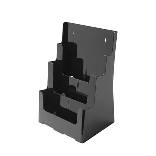 Image of Deflecto Countertop Black 3 Tier 3 Pocket A4 Portrait Multi-Tier Literature Holder - Pack of 2 - Magazine File Holder Leaflet Holder Wall Mounted
