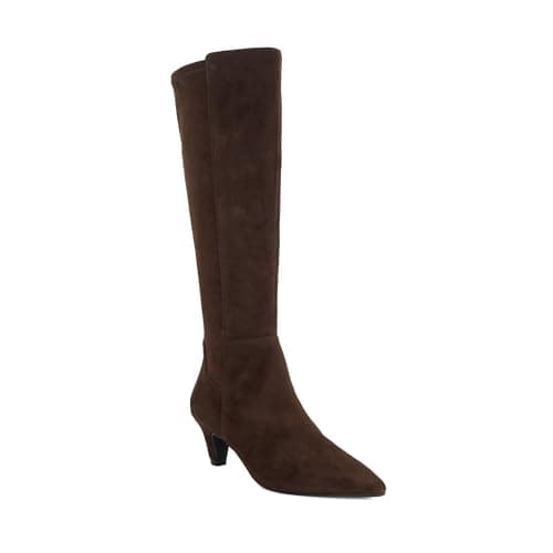 Image of Dune London Ladies SERA Low Suede Knee-High Boots Size UK 6 Suede Knee High Boots
