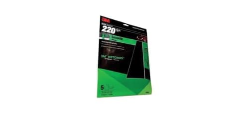 Image of 3M Wetordry Sandpaper, 32043, 220 Grit, 9 in x 11 in, 5 Sheets Per Pack