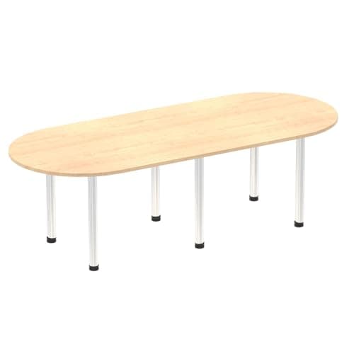 Image of OPO Impulse Freestanding 1800/2400mm Rectangular Boardroom Table Attractive Post Legs | Sturdy Build Weather & Heat Resistant Melamine Finish Table Maple Aluminium 2400
