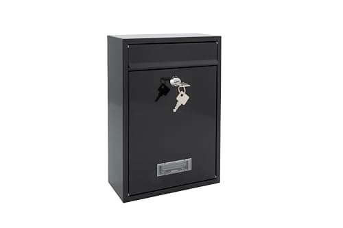 Image of Burg Wachter Style Wall Mounted Steel Lockable Weather Resistant Post Box 31x21.5x7cm - Black