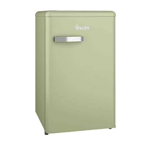 Image of Swan Retro Under Counter Fridge with 77L Fridge Capacity, 13L Freezer Capacity, 1 Glass Shelf, 3 Door Shelves, 1 Salad Drawer, Green, SR11035GNE