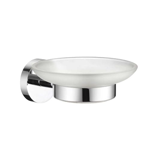 Image of iBathUK Modern Round Soap Dish Holder Chrome Wall Mounted Bathroom Accessory ACC108
