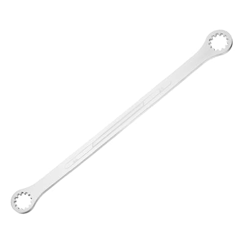 Image of sourcing map Double Head Box End Wrench 22 x 24mm 45# Steel Nickel Plating 0 Degree Offset Extra Long Box End Spanner Hand Tool with 12 Tooth for Automotive Repair Maintenance Mechanical