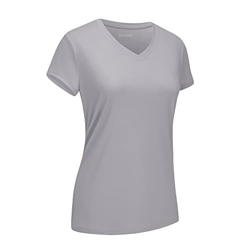 Image of EKLENTSON Womens Tee Shirts UPF 50+ UV Shirts Summer Running Work Out Tops Yoga T Shirts Light Grey,XXL