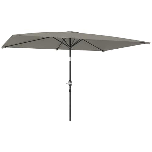 Image of Outsunny 3x2m Garden Parasol Umbrella with Aluminium Pole, Tilt and Crank, Rectangular Outdoor Table Parasol Sun Shade for Patio, Light Grey