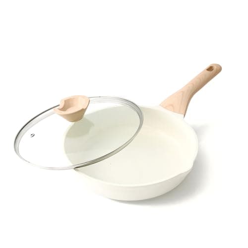Image of Kordisen Ceramic Nonstick Frying Pan with Lid, 24 cm Induction Ceramic Pan, Healthy and Non-Toxic, PFOA & PFAS Free
