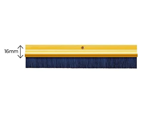 Image of Exitex Brush Strip 914mm – Gold Finish Aluminium Draft Stopper Seal with Hard-Wearing Polypropylene Bristles, Door Draught Excluder