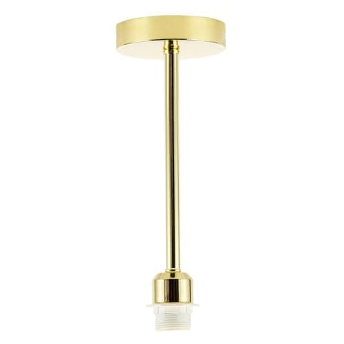 Image of Happy Homewares Classic Polished Brass Ceiling Light Fixture to Showcase Lamp Shades | 12cm x 33cm | Suitable for Shades with E27 Lamp Holder
