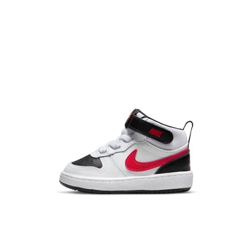 Image of NIKE Boy's Unisex Kids Court Borough Mid 2 Btv Gymnastics Shoe, White Univ Red Black, 3.5 UK Child