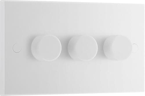 Image of BG Electrical Intelligent Triple Wall Dimmer Switch, 2 Way, Square Edge, Nexus 900 Series, White Moulded, 200W, 983