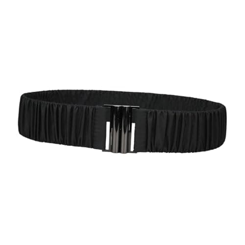 Image of APLVFFZH Women's Elastic Wide Belt with Buckle, Puffer Down Coat Elastic Belt, Elegant Stretchy Waistband for Coats, Dresses, and Jackets in Quilted or Puffer Styles, Black