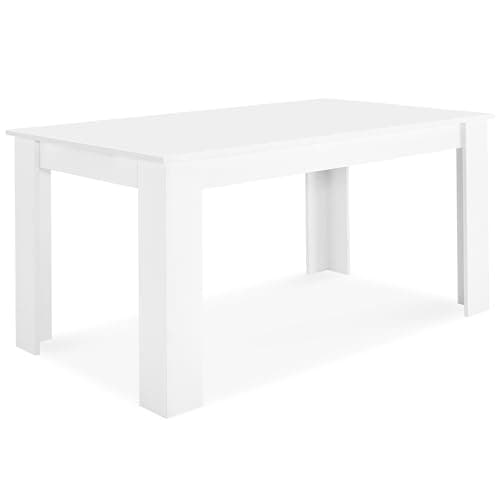 Image of Dining Table, Kitchen Table, 140 x 80cm White Marble Table Top Rectangle Wooden Dining Tables, 6 Seater For Dining Room, Kitchen, Living Room, Furniture 140L x 80W x 75H cm