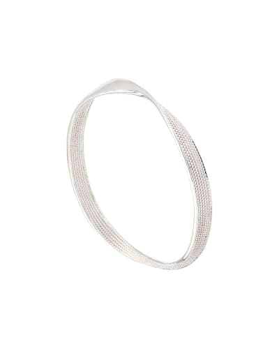 Image of Karen Millen Textured Twist Narrow Bangle Bracelet for Women (Silver)