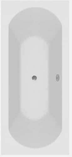 Image of Modern Bathroom Single & Double Ended Straight Bath Gloss White Acrylic Bathtub End Side Panel Options (Curved Double End 1700 x 700mm)