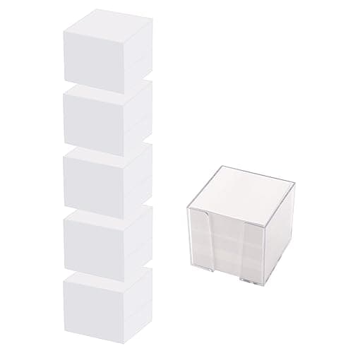 Image of D.RECT Note Box Plastic 85 x 85 x 80 mm Approx. 700 Sheets White Filled Pack of 6 Replacement Paper (for Note Box)