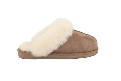 Image of Shepherd Jessica Ladies Cuffed Chestnut Sheepskin Mule Slipper - Size 6
